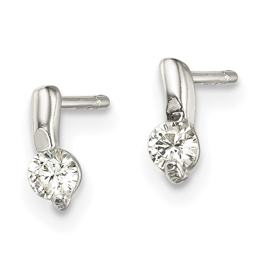 Petite sterling silver CZ drop-effect stud earrings pair view