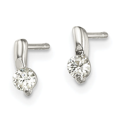Petite sterling silver CZ drop-effect stud earrings pair view