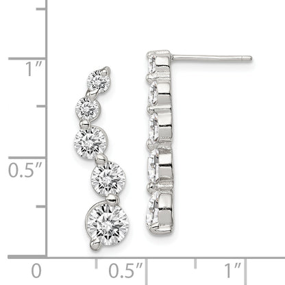 Sterling silver graduated CZ journey earrings measurement guide