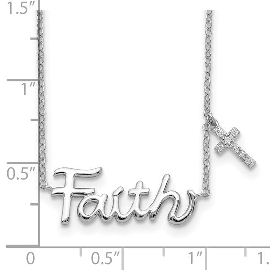 measurement guide for sterling silver Faith necklace with CZ cross charm