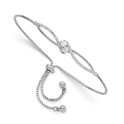 Sterling silver CZ openwork adjustable bolo bracelet