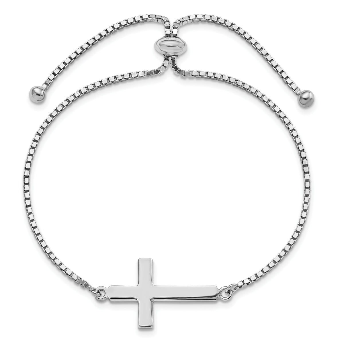 Sterling silver sideways cross bolo bracelet alternate view
