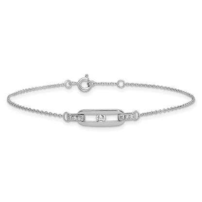 Delicate sterling silver CZ oval-link bracelet alternate view