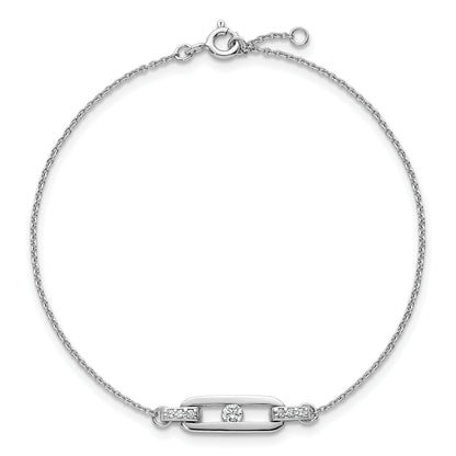 Delicate sterling silver CZ oval-link bracelet alternate view