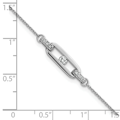 Delicate sterling silver CZ oval-link bracelet alternate view