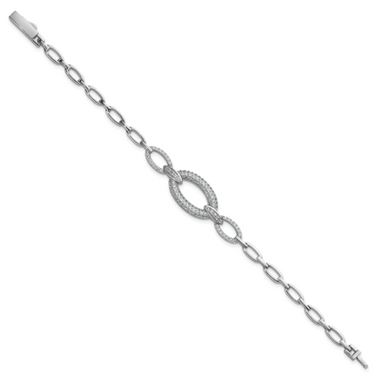 Sterling silver CZ oval-link bracelet alternate view