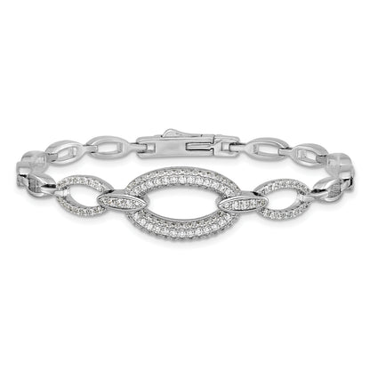 Sterling silver CZ oval-link bracelet alternate view