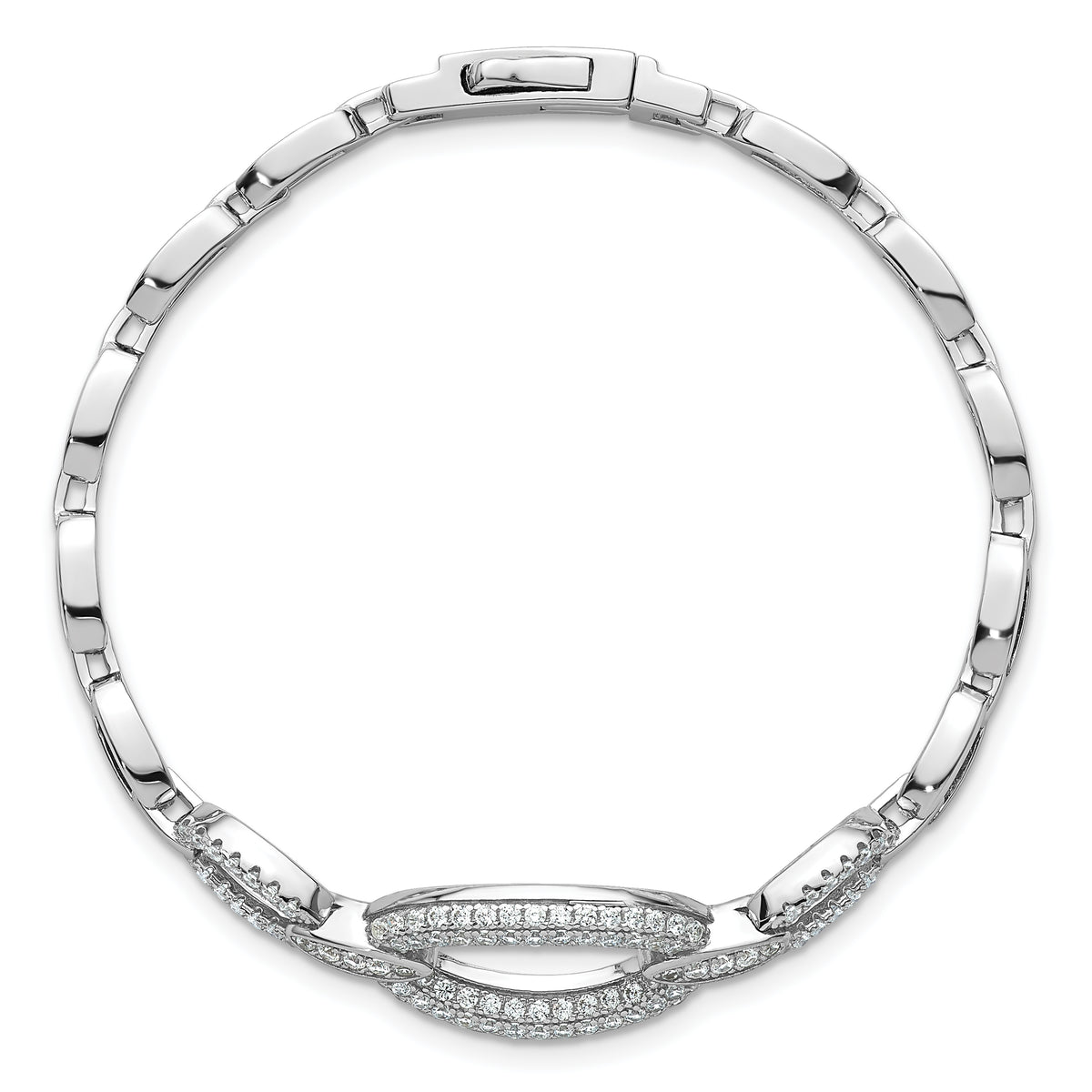 Sterling silver CZ oval-link bracelet alternate view