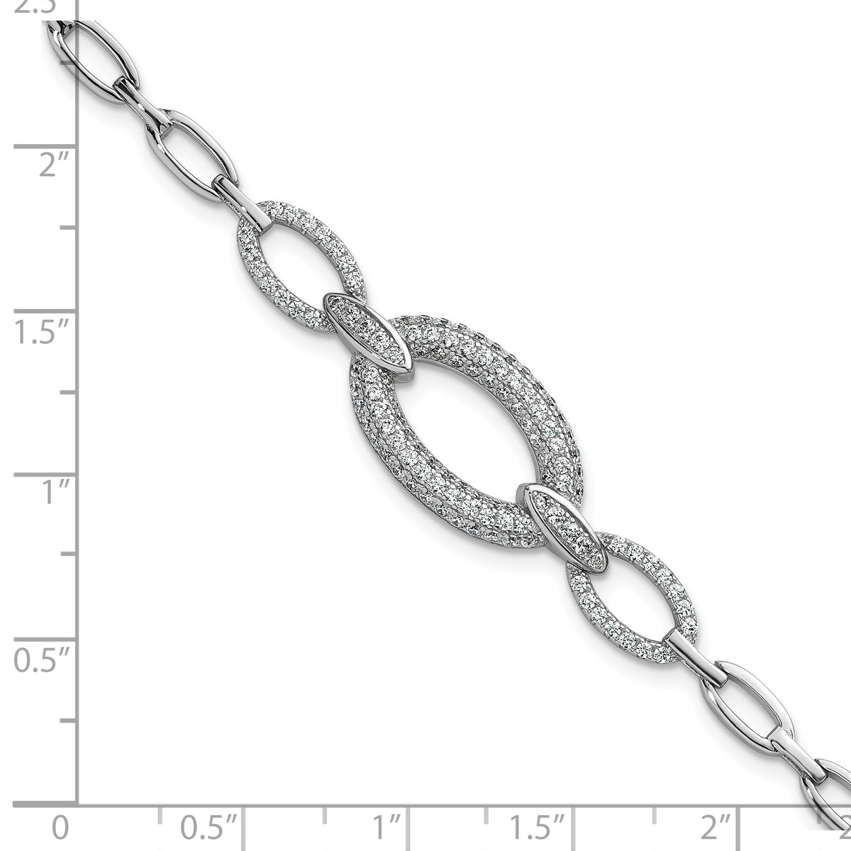Sterling silver CZ oval-link bracelet alternate view