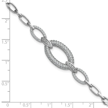 Sterling silver CZ oval-link bracelet alternate view