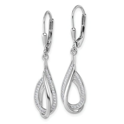 Sterling silver CZ swirl teardrop earrings alternate view