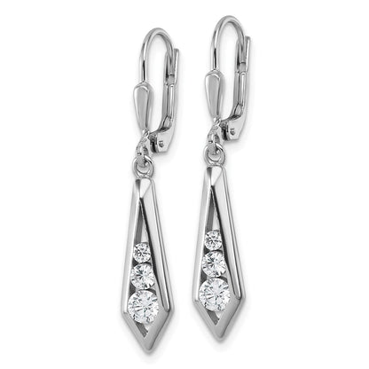 Sterling silver CZ kite-shaped leverback earrings alternate view