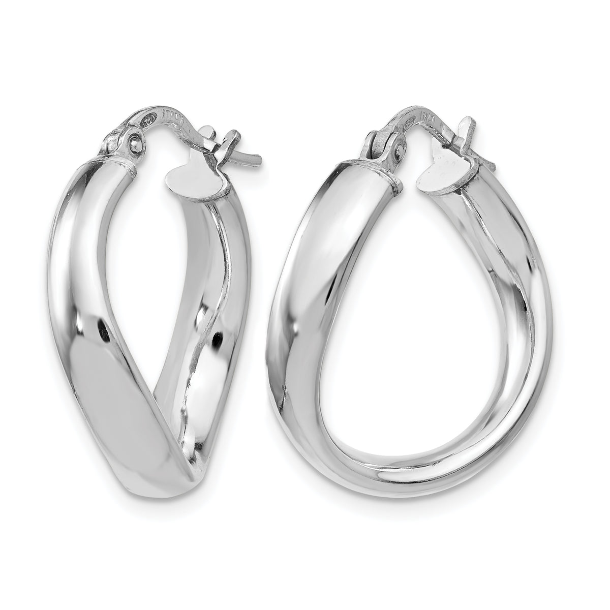 Italian sterling silver twist hoop earrings alternate view