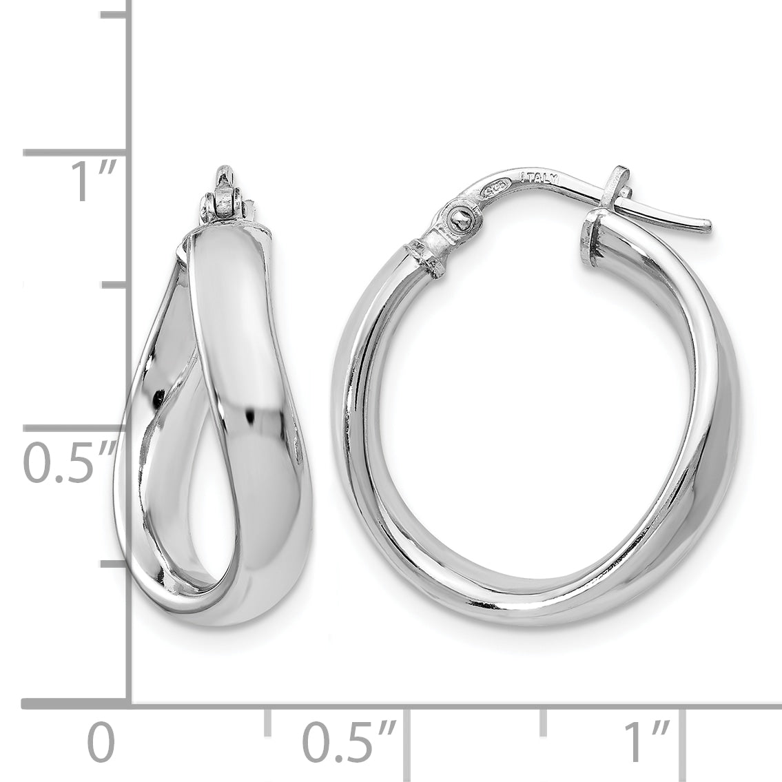 Italian sterling silver twist hoop earrings measurement guide