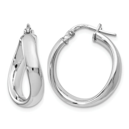 Italian sterling silver sculpted twist hoop earrings front view