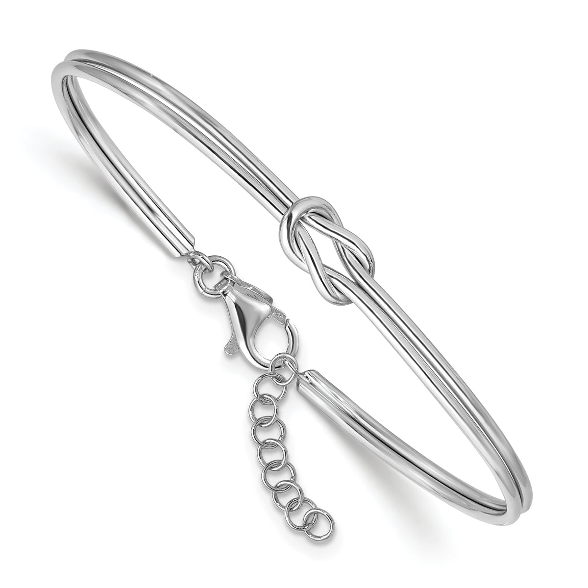 Italian love knot bangle in rhodium-plated sterling silver