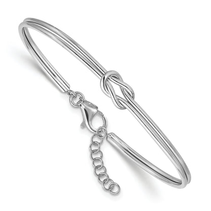 Italian love knot bangle in rhodium-plated sterling silver