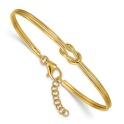 Italian love knot bangle in yellow-gold-tone plated sterling silver