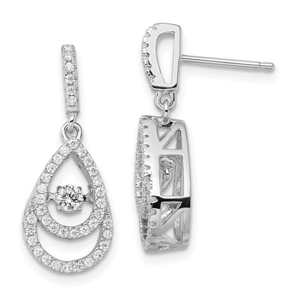 Brilliant Embers moving-center pear CZ dangle earrings front view