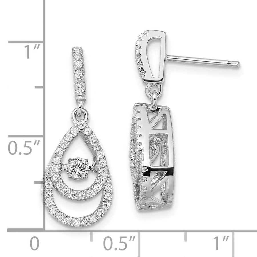 Brilliant Embers moving-center pear CZ dangle earrings measurement guide