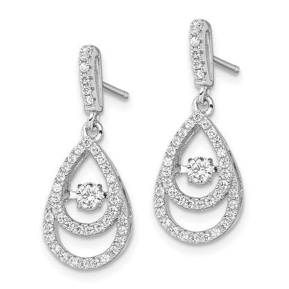 Brilliant Embers moving-center pear CZ dangle earrings side view