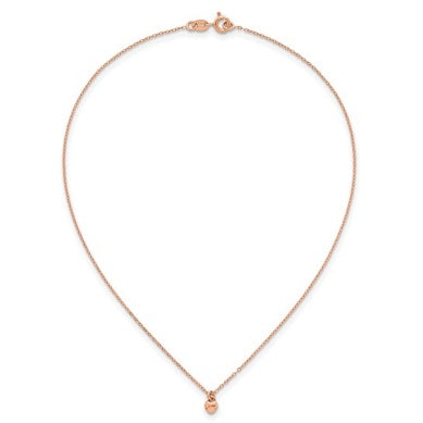Rose-tone heart children's necklace arranged flat