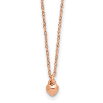 Rose-tone sterling silver heart children's necklace
