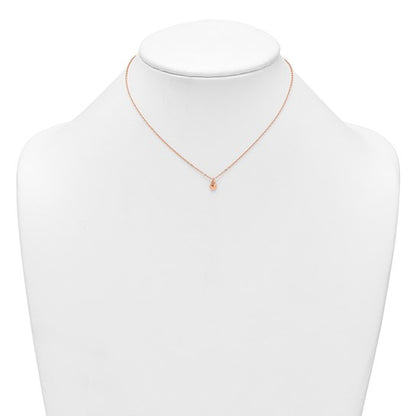 Rose-tone heart children's necklace shown on a display bust