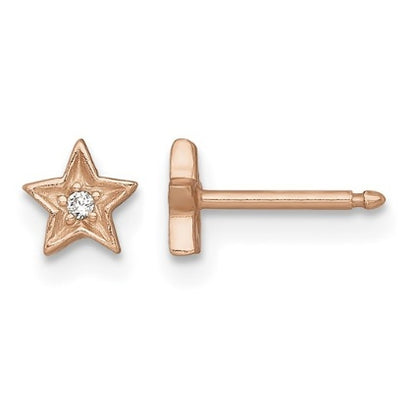 Rose-tone CZ star stud earring in sterling silver