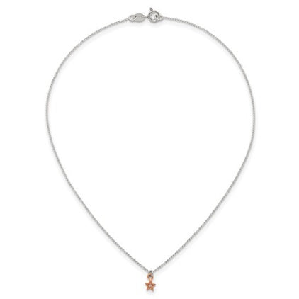 Full view of the rose-tone CZ star necklace