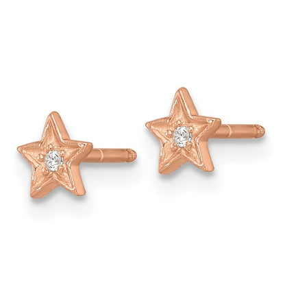 Pair of rose-tone CZ star stud earrings