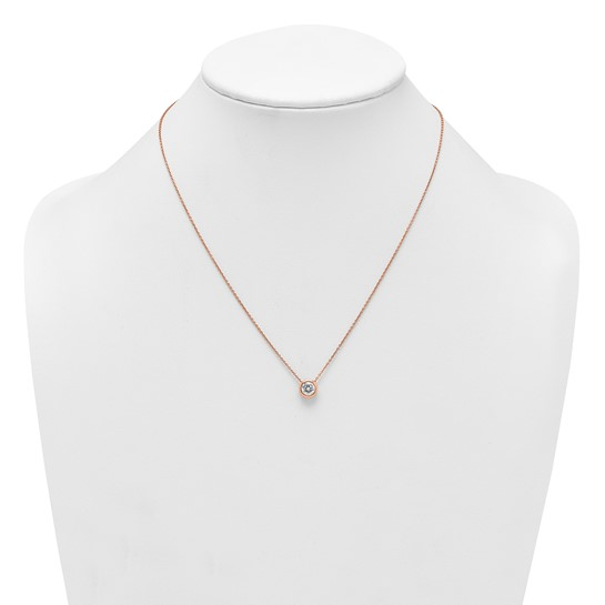 Rose-tone flash-plated sterling silver cubic zirconia necklace shown on display bust