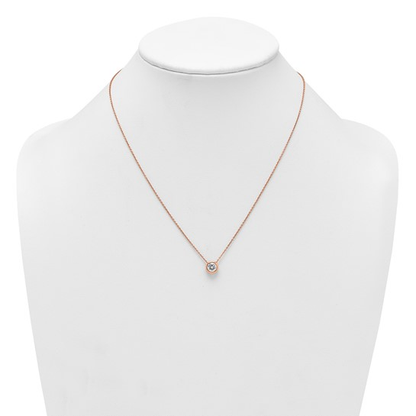 Rose-tone flash-plated sterling silver cubic zirconia necklace shown on display bust
