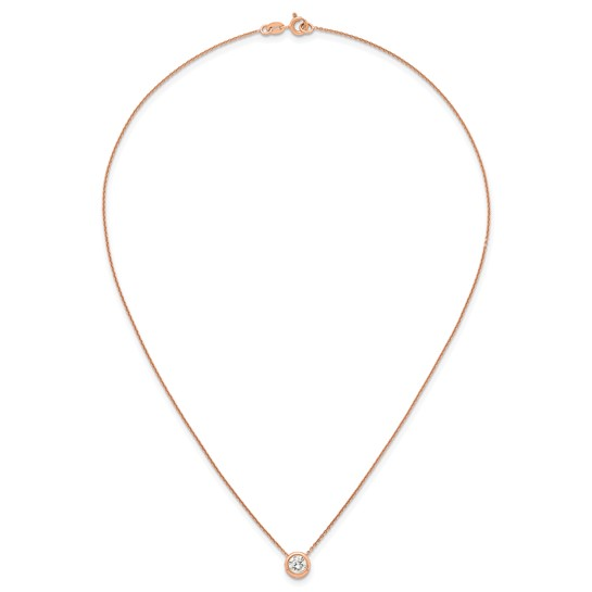 Rose-tone flash-plated sterling silver cubic zirconia necklace, full 18-inch chain