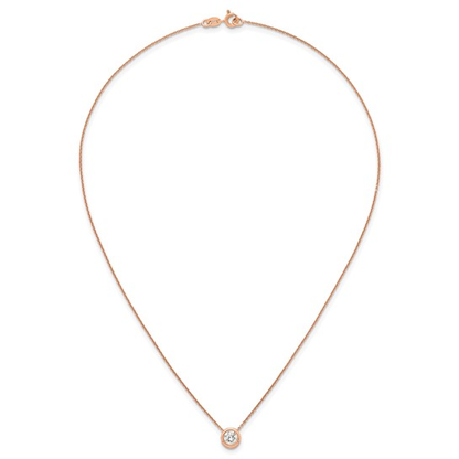 Rose-tone flash-plated sterling silver cubic zirconia necklace, full 18-inch chain