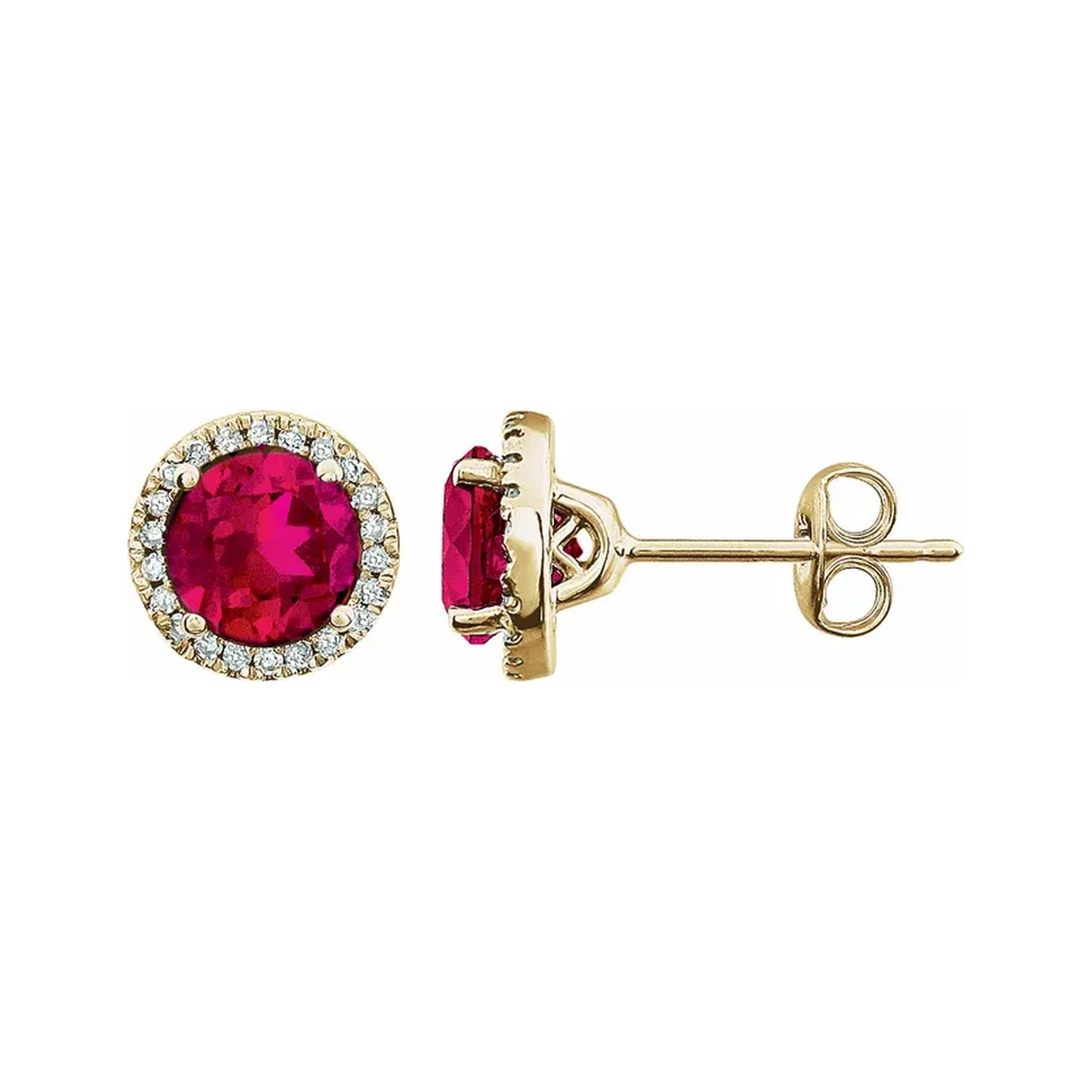 Lab-Grown Ruby Halo Stud Earrings – July Birthstone