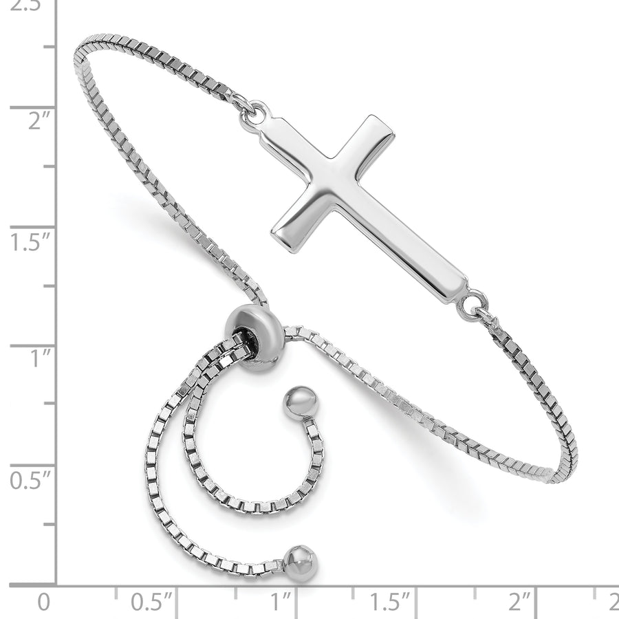 Sterling silver sideways cross bolo bracelet measurement guide