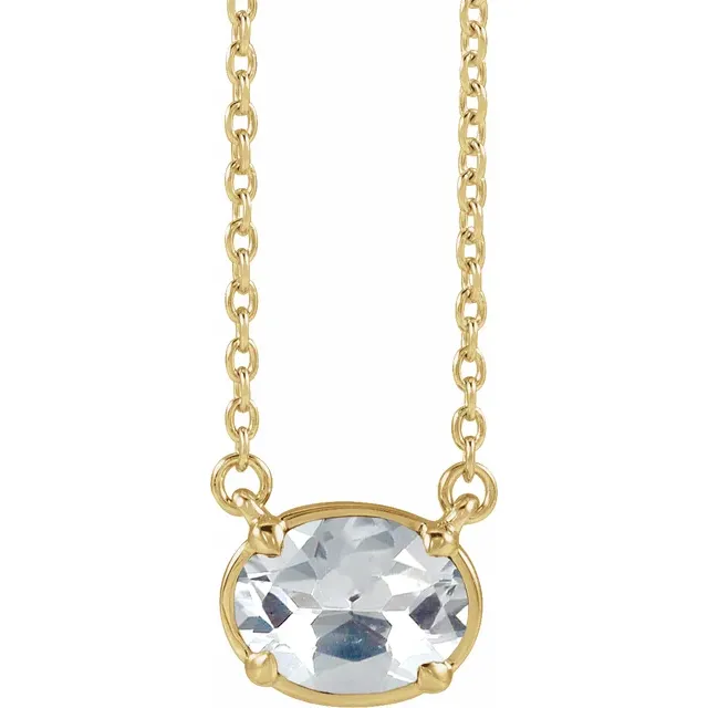 Front view of oval lab-grown diamond necklace in 14K yellow gold vermeil