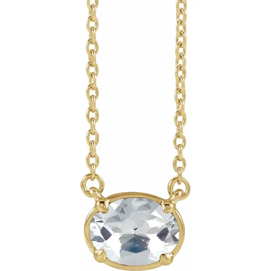 Front view of oval lab-grown diamond necklace in 14K yellow gold vermeil