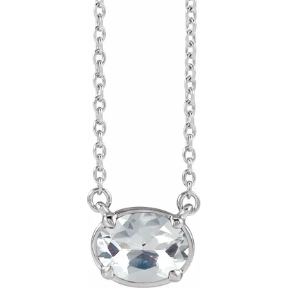 Front view of oval lab-grown diamond necklace in sterling silver