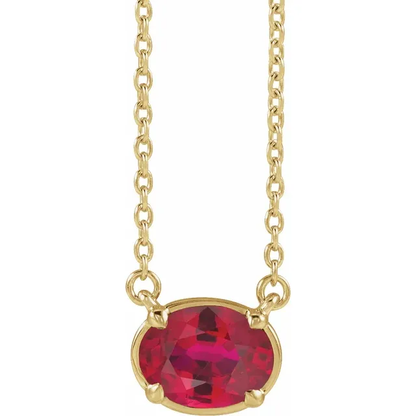 Signature Oval Lab-Grown Ruby Necklace in 14K yellow gold vermeil, front view