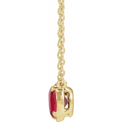 Signature Oval Lab-Grown Ruby Necklace in 14K yellow gold vermeil, side view