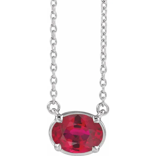 Signature Oval Lab-Grown Ruby Necklace in sterling silver, front view