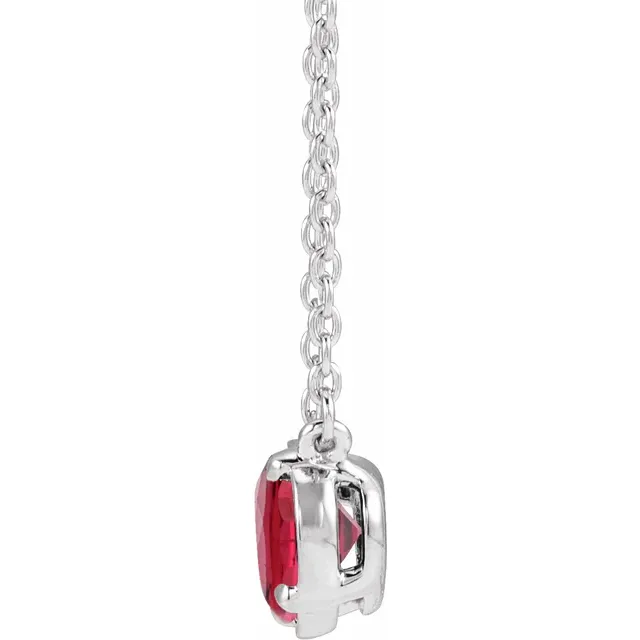 Signature Oval Lab-Grown Ruby Necklace in sterling silver, side view
