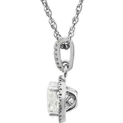 Lab-Grown Diamond Halo Necklace – April Birthstone Pendant