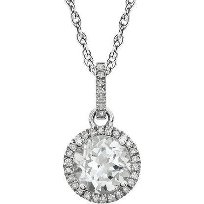 Lab-Grown Diamond Halo Necklace – April Birthstone Pendant