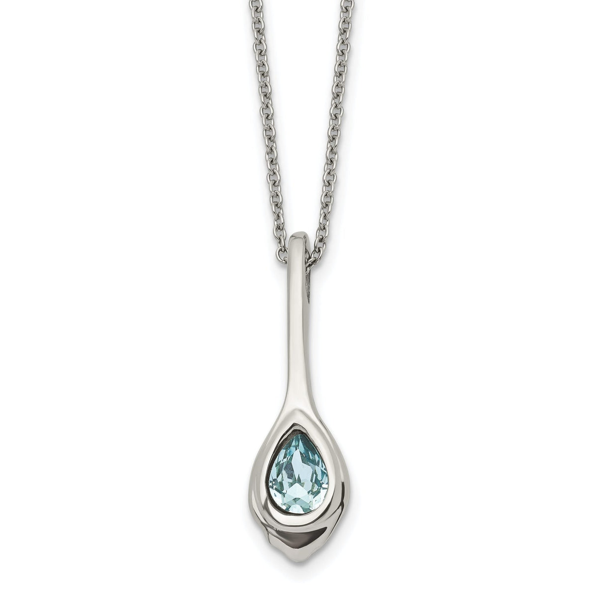 Blue glass teardrop pendant necklace