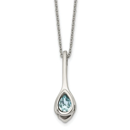 Blue glass teardrop pendant necklace
