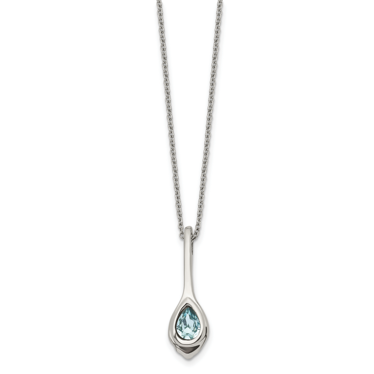 Blue glass teardrop pendant detail