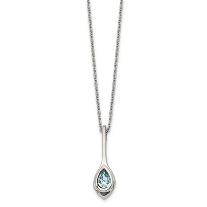 Blue glass teardrop pendant detail